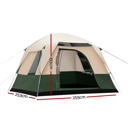 Weisshorn Family Camping Tent 4 Person Hiking Beach Tents Green