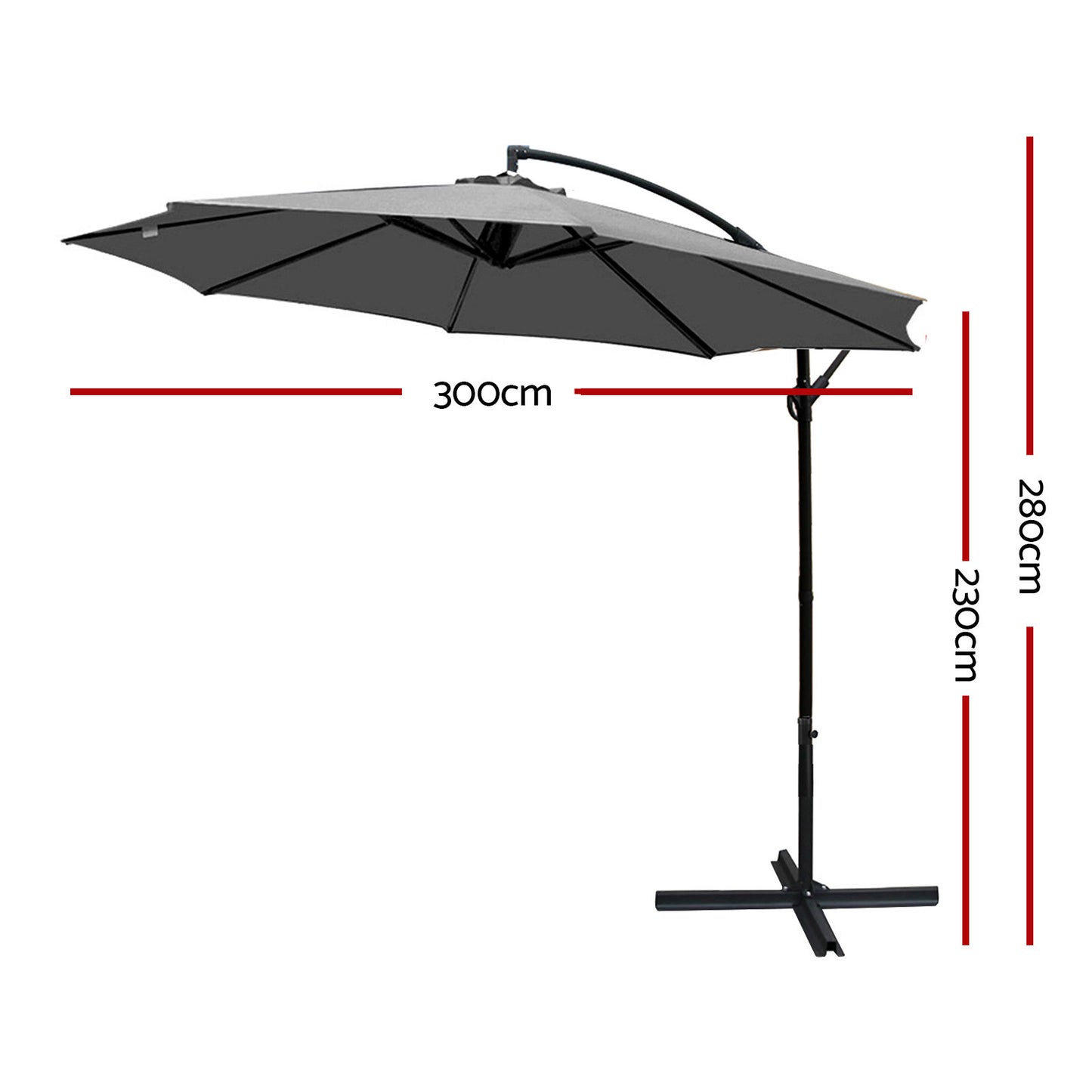 Instahut 3m Outdoor Umbrella Cantilever Beach Garden Patio Charcoal