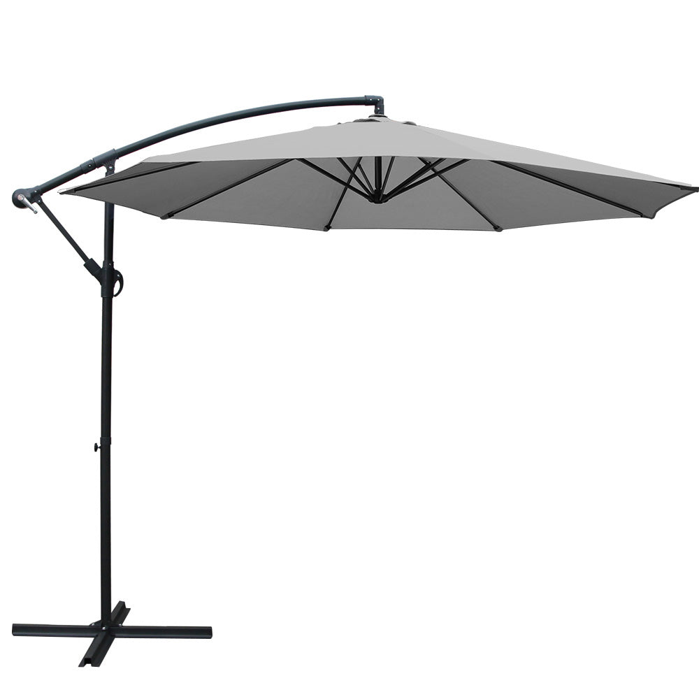 Instahut 3m Outdoor Umbrella Cantilever Beach Garden Patio Grey