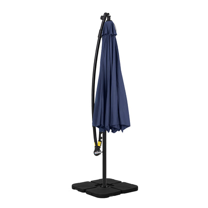 Instahut Outdoor Umbrella 3M Cantilever Beach LED w/Base Garden Shade Patio Navy