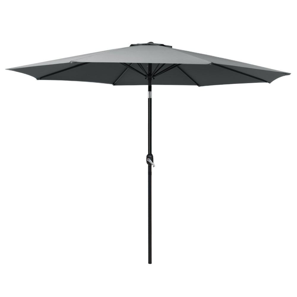 Instahut 3m Outdoor Umbrella Beach Pole Garden Patio Tilt Charcoal