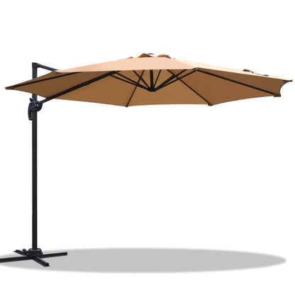 Instahut 3m Outdoor Umbrella Cantilever 360 Degree Tilt Beach Roma Beige