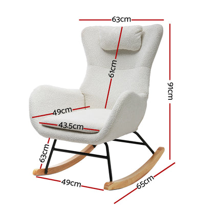 Artiss Rocking Chair Armchair Pillow Boucle White