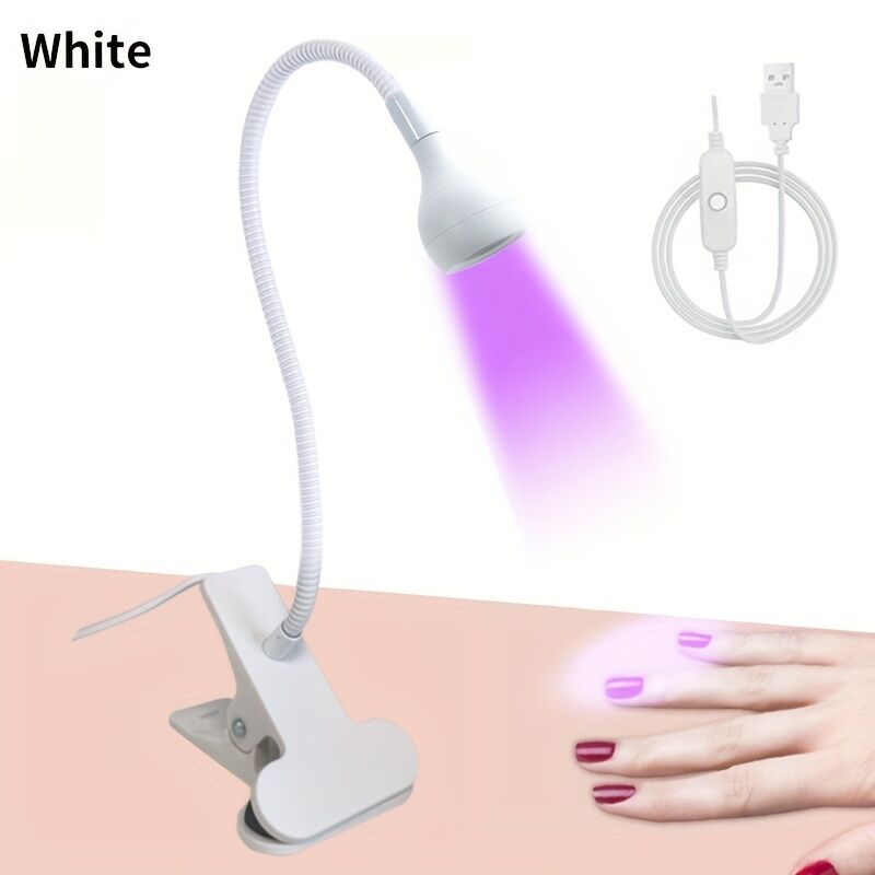Straight UV/LED Nail Lamp, Table Lamp, Night Light, USB Nail Clamp Light, Gel Polish Curing Light with UV/LED Dual Function（WHITE）
