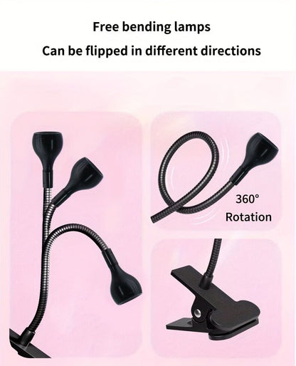 Straight UV/LED Nail Lamp, Table Lamp, Night Light, USB Nail Clamp Light, Gel Polish Curing Light with UV/LED Dual Function（WHITE）