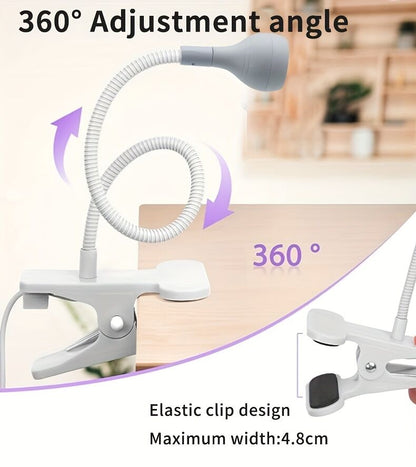 Straight UV/LED Nail Lamp, Table Lamp, Night Light, USB Nail Clamp Light, Gel Polish Curing Light with UV/LED Dual Function（WHITE）