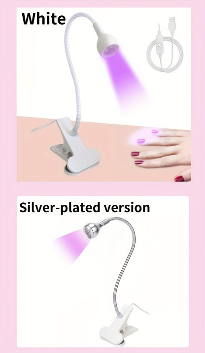 Straight UV/LED Nail Lamp, Table Lamp, Night Light, USB Nail Clamp Light, Gel Polish Curing Light with UV/LED Dual Function（WHITE）