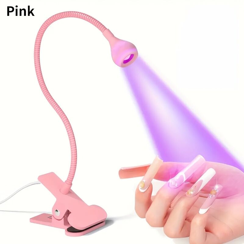 Straight UV/LED Nail Lamp, Table Lamp, Night Light, USB Nail Clamp Light, Gel Polish Curing Light with UV/LED Dual Function（WHITE）