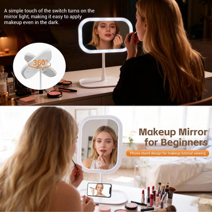 Make-up Mirror with Light - 3 Light Colors - Dimmable - Mirror with Lights - Smart Touch - USB Charging Port