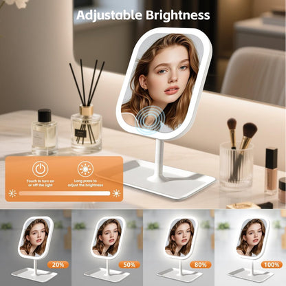 Make-up Mirror with Light - 3 Light Colors - Dimmable - Mirror with Lights - Smart Touch - USB Charging Port