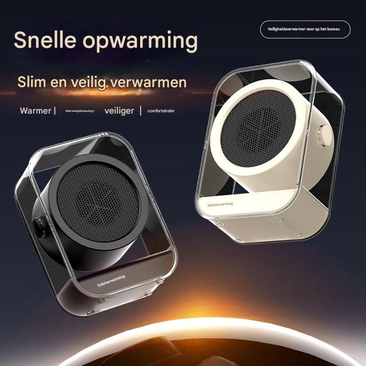 Electric Heater - Portable Electric Heater - Table Heater - Small Household Heater - Portable Fast Heating Electric Heater for the Office - 2 Temperature Settings - Black