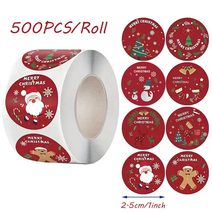 Stickers - Christmas Stickers - Cartoon Stickers - 2 Rolls - Approximately 500 stickers per roll - The best choice for decorating Christmas gifts