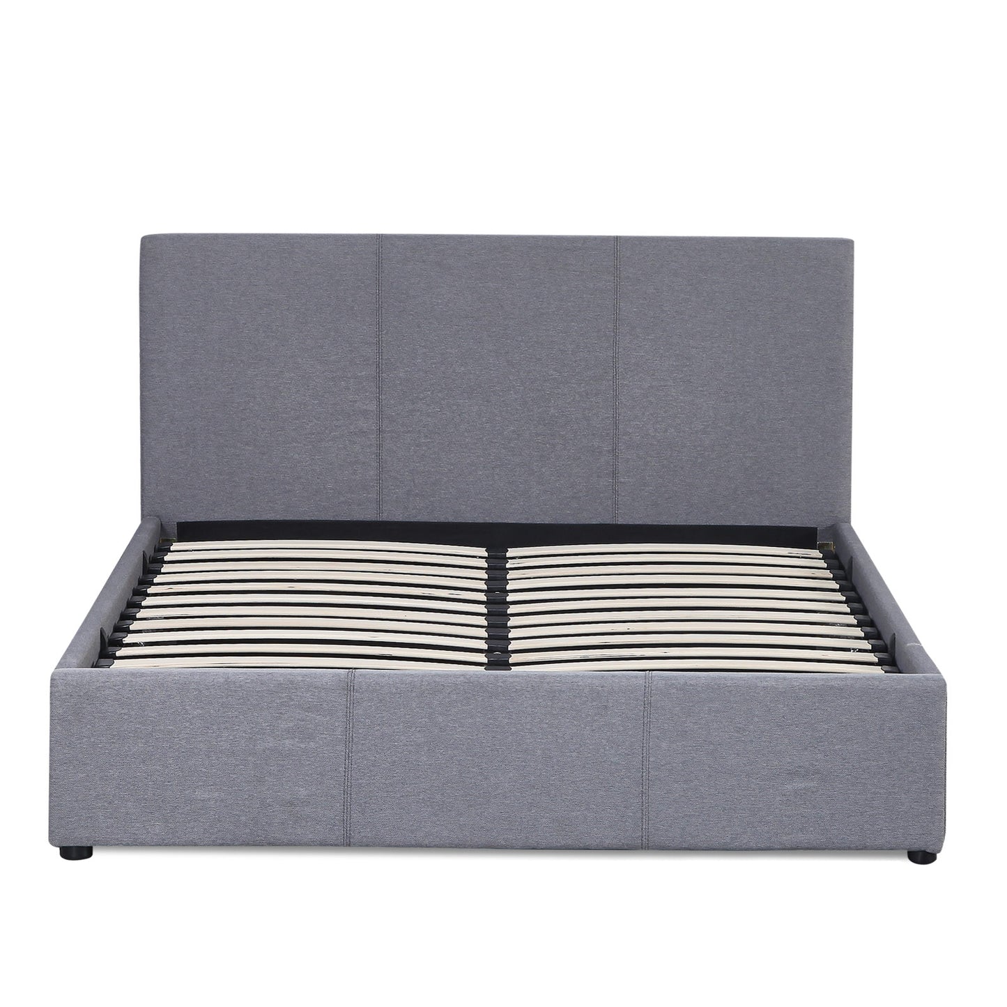 Milano Luxury Gas Lift Bed Frame Base And Headboard With Storage - Queen - Grey