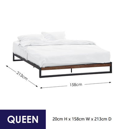 Milano Decor Florence Metal Bed Frame Mattress Base Platform Modern Black - Queen - Black