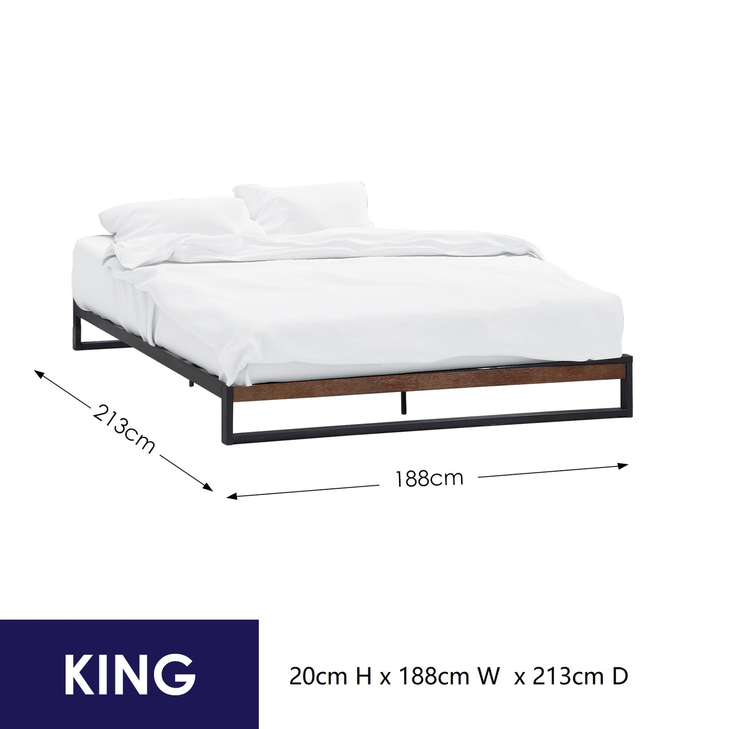 Milano Decor Florence Metal Bed Frame Mattress Base Platform Modern Black - King - Black