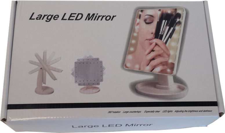 Touch Screen Tabletop Mirror With 16 LED Lights Makeup Cosmetic Vanity Black