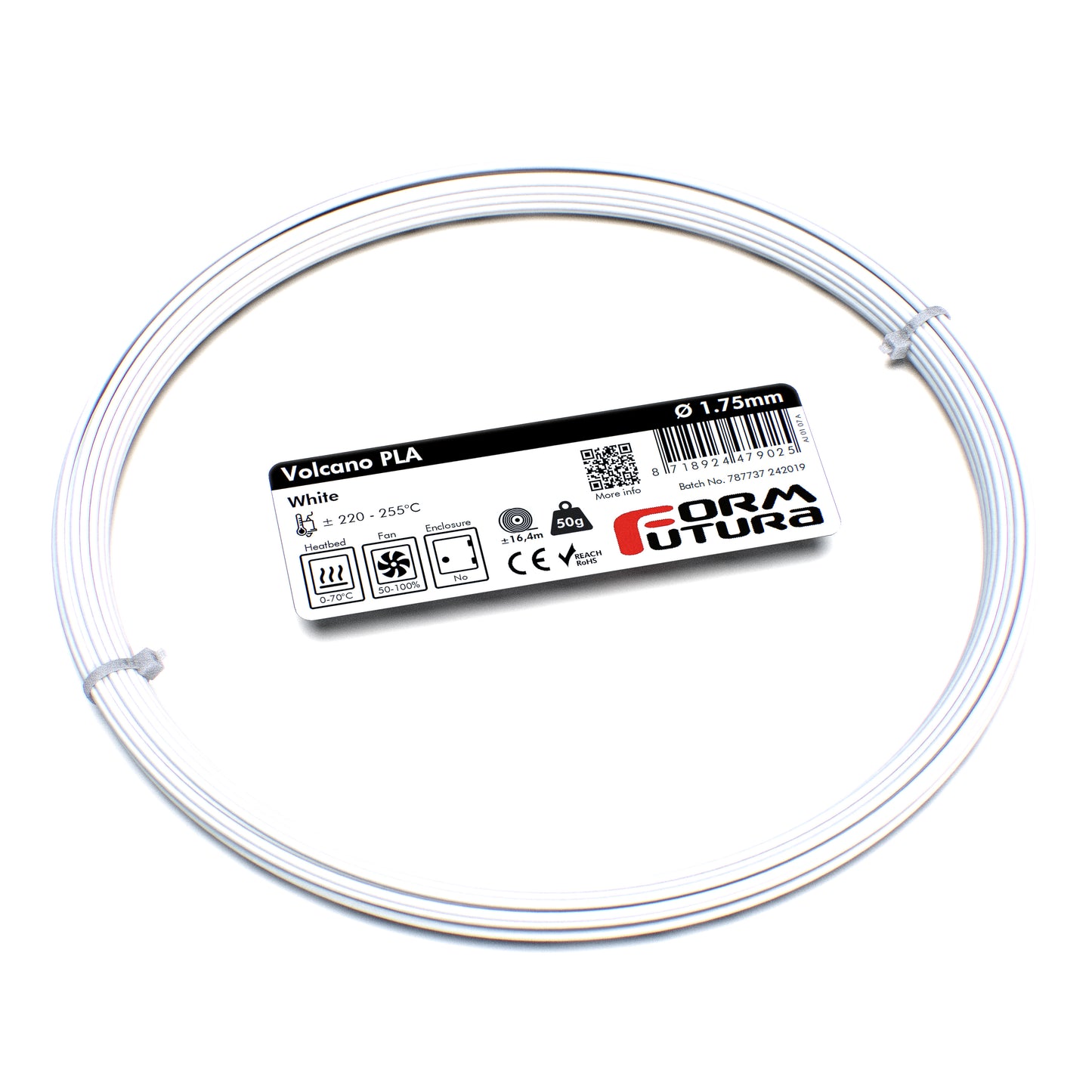 PLA 3D Filament Volcano PLA 1.75mm 50 gram White