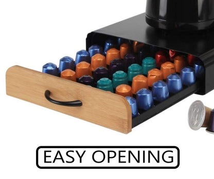 CARLA HOME Coffee Pods Holder Storage Drawer Compatible with 60 Nespresso Pods for Kitchen Storage & Organisation (Natural)