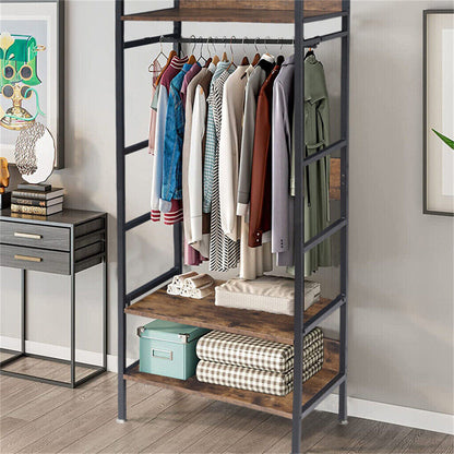 Metal Garment Rack Coat Stand MDF & Iron Organizer
