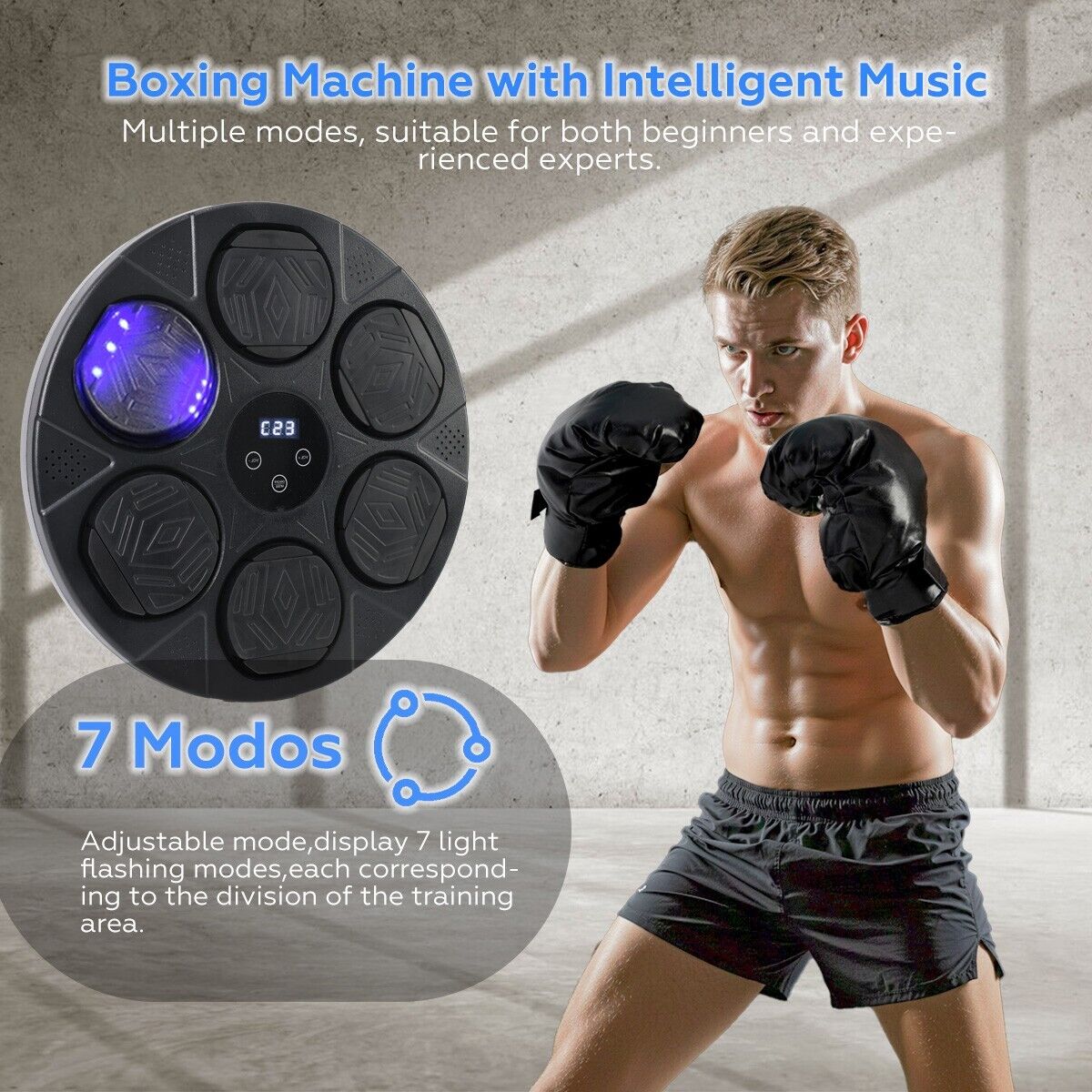 Bluetooth Smart Punching Bag Wall Pad 9 Speeds w/ Gloves