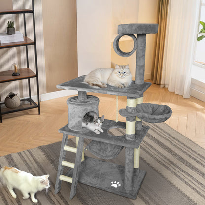 Grey Cat Tree Tower Condo Scratching Post Bed Stand 1.4M