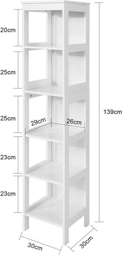 5 Tier Bathroom Shelf Cabinet, White