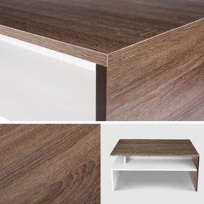 Modern White And Brown Wooden Coffee Table With Shelf