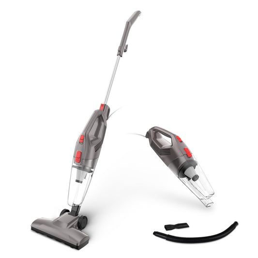 450W Lightweight Stick Vacuum Cleaner with HEPA Filter in Grey Bagless Design