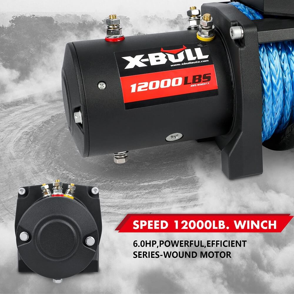 X-BULL 12V Electric Winch 12000LBS synthetic rope 4wd Jeep with winch cover