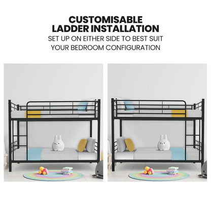 Kingston Slumber 2in1 Single Metal Bunk Bed Frame, with Modular Design, Dark Matte Grey