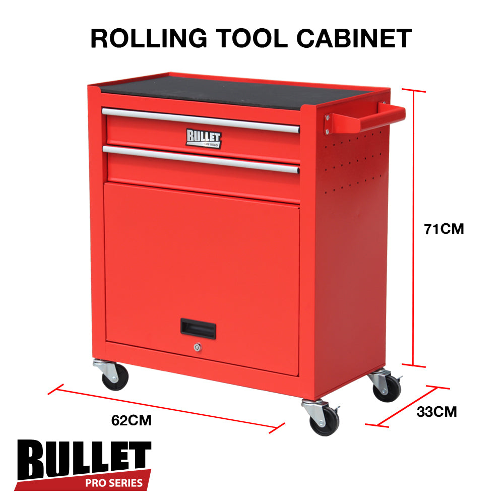 BULLET Tool Kit Chest Cabinet Box Set Storage Metal Wheels Rolling Drawers Steel Red