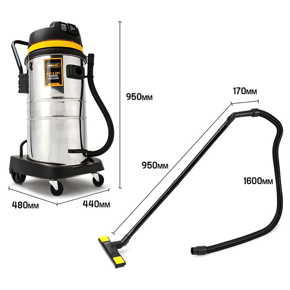 UNIMAC 60L Wet and Dry Vacuum Cleaner Bagless Industrial Grade Drywall Vac