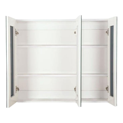 EKKIO Bathroom Vanity Mirror with Triple Door Storage Cabinet (White)