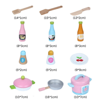 EKKIO Wooden Kitchen Playset for Kids (Japanese Style Kitchen Set, Violet)