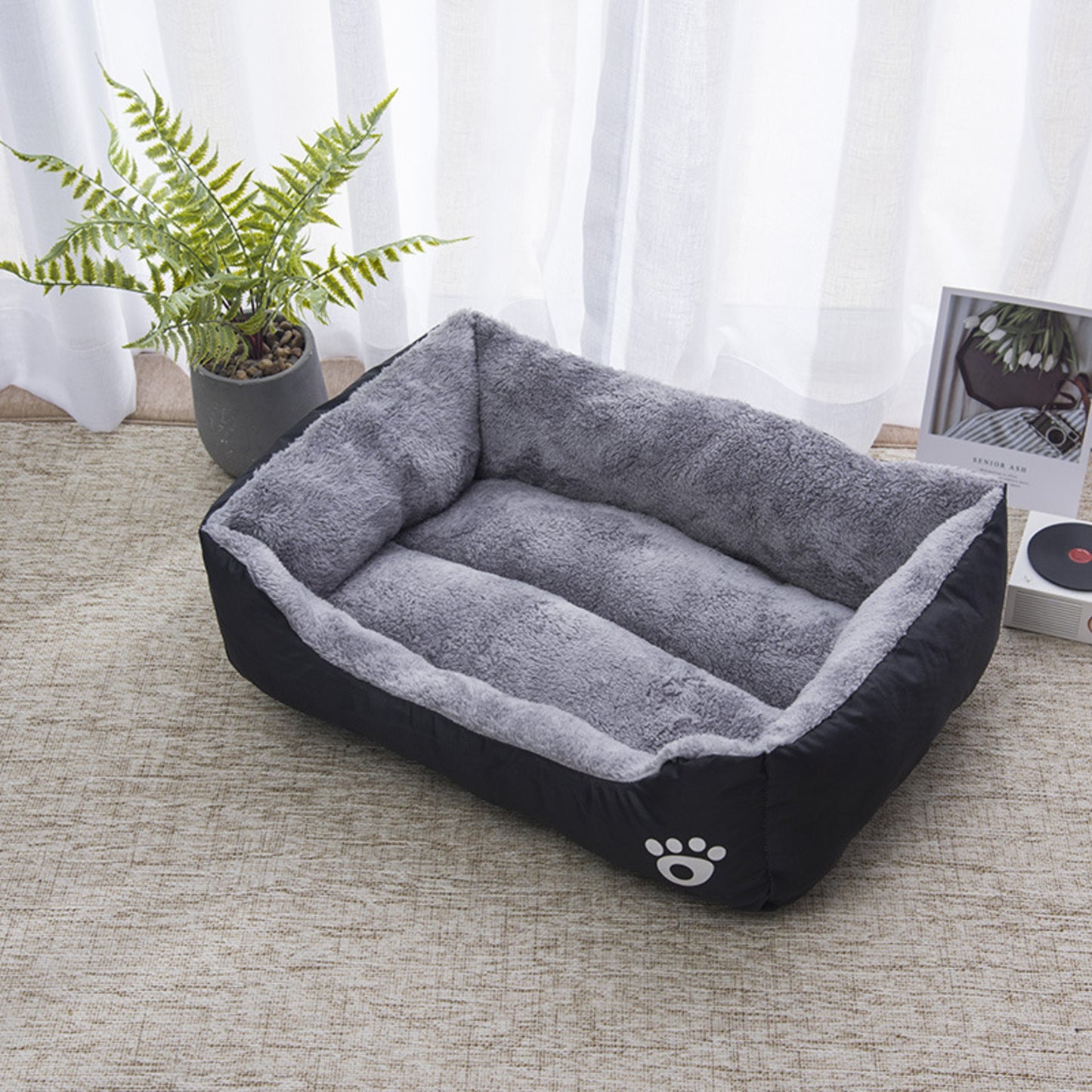 Floofi Pet Bed Square XL Size (Black)