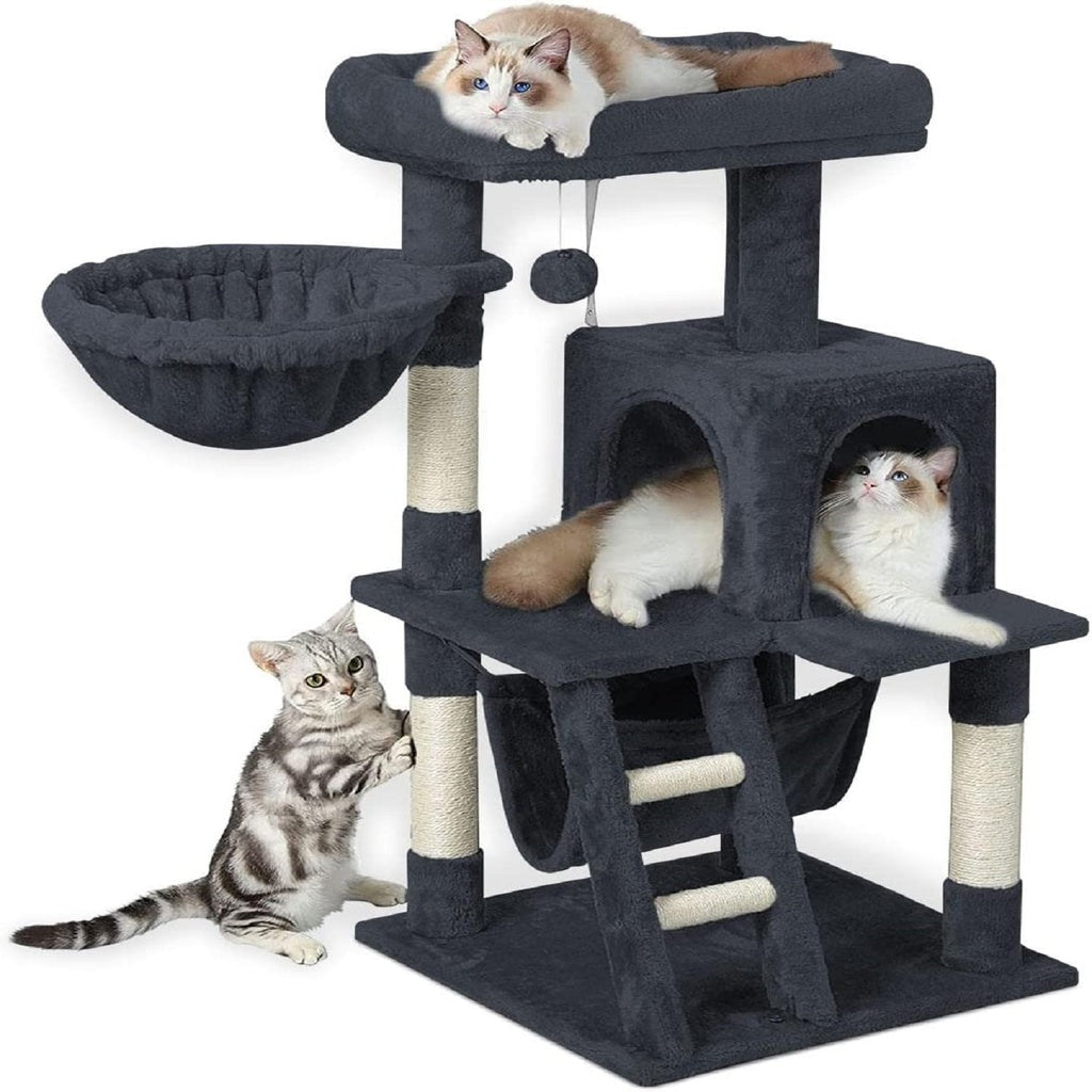 Floofi 104cm Plush Cat Condo Cat Tree Dark Grey