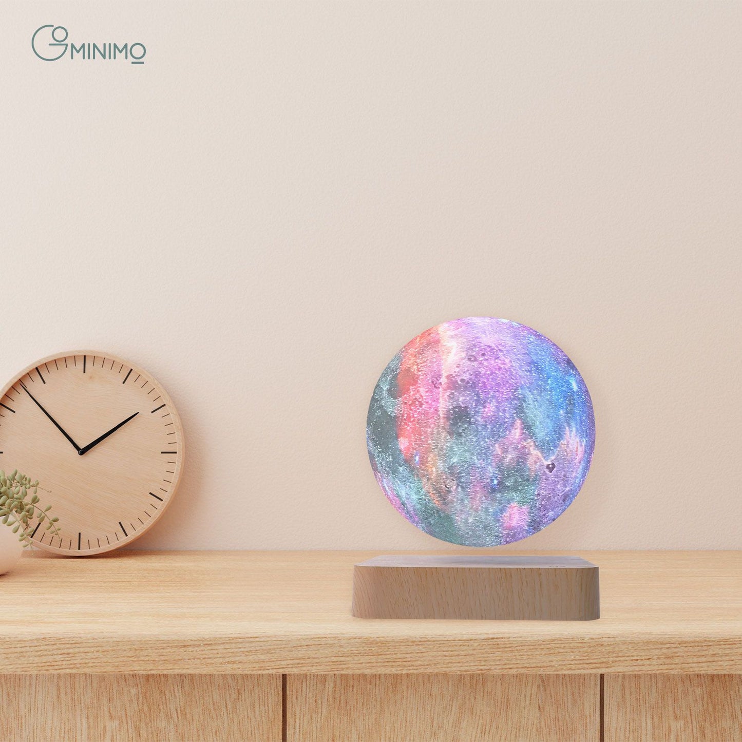 GOMINIMO Magnetic Levitating Galaxy Moon (Light Brown Base)