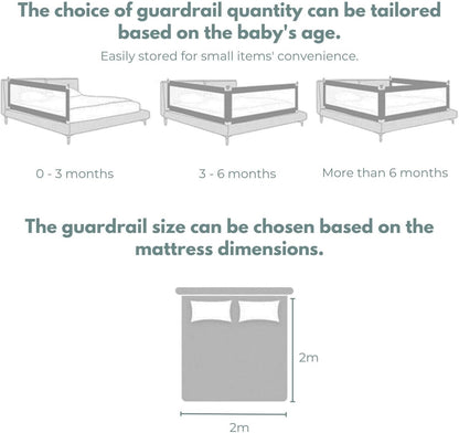 GOMINIMO 90CM Height Adjustable Folding Kids Safety Bed Rail (200X90CM Single Side 1 PCS, Grey)