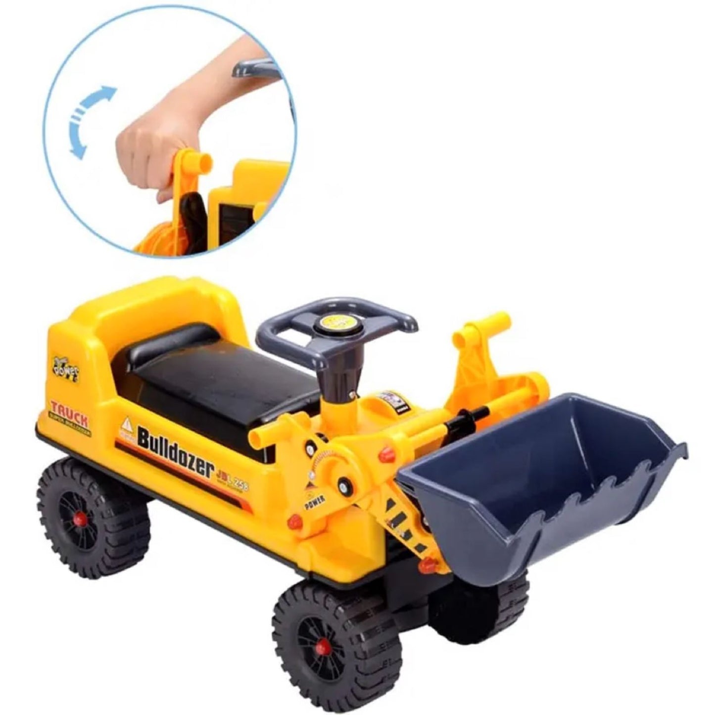 GOMINIMO Kids Ride On Bulldozer Digger Tractor Excavator Toy Car with Helmet