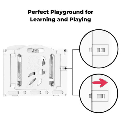 GOMINIMO Foldable Baby Playpen with 16 Panels (White Grey)
