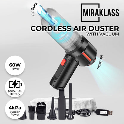 Miraklass Cordless Air Duster with Vacuum (Black)