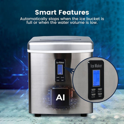 Miraklass Ice Maker Machine Stainless Steel 3.2L