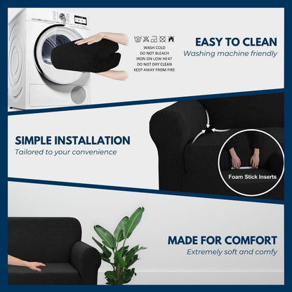 GOMINIMO Polyester Jacquard Sofa Cover 2 Seater (Black)