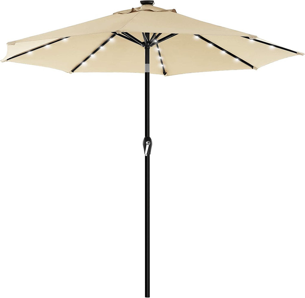 SONGMICS 3m Solar Lighted Outdoor Patio Umbrella Cream