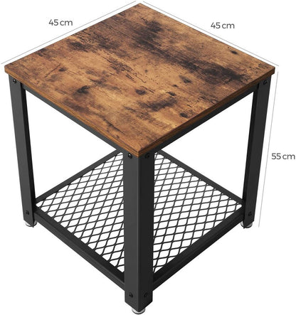 VASAGLE Coffee Table with Mesh Shelf Rustic Brown and Black