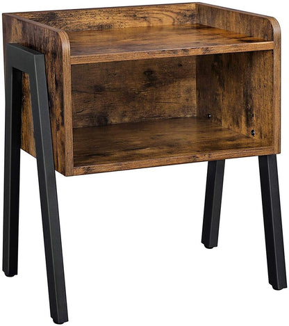 VASAGLE Side Table Rustic Brown and Black