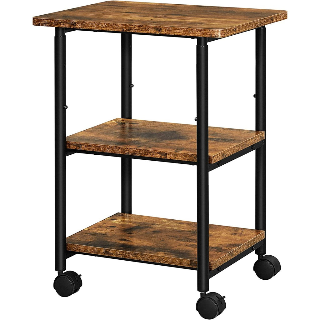 Machyna Cart VASAGLE 3-Tier Machine Cart with Wheels and Adjustable Table Top Rusti ...