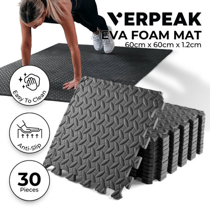 VERPEAK Interlocking EVA Foam Mat 30PCS Gym Floor Baby Kids PlayMats 60X60cm