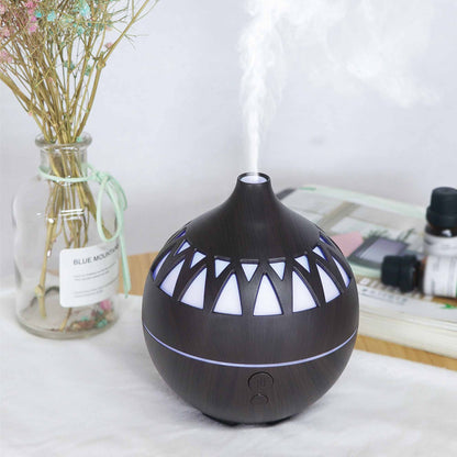 Essential Oil Aroma Diffuser - 180ml USB LED Dark Wood Mist Humidifier