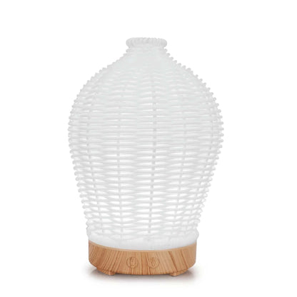 Essential Oil Aroma Diffuser and Remote - 100ml Rattan White Mist Humidifier